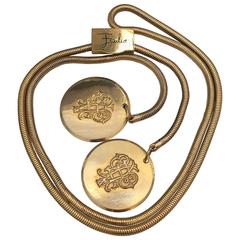 1960s Emilio Pucci Loged Goldtone Snake Chain Belt 8