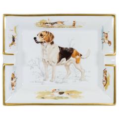 Hermès White & Brown Beagle Ashtray