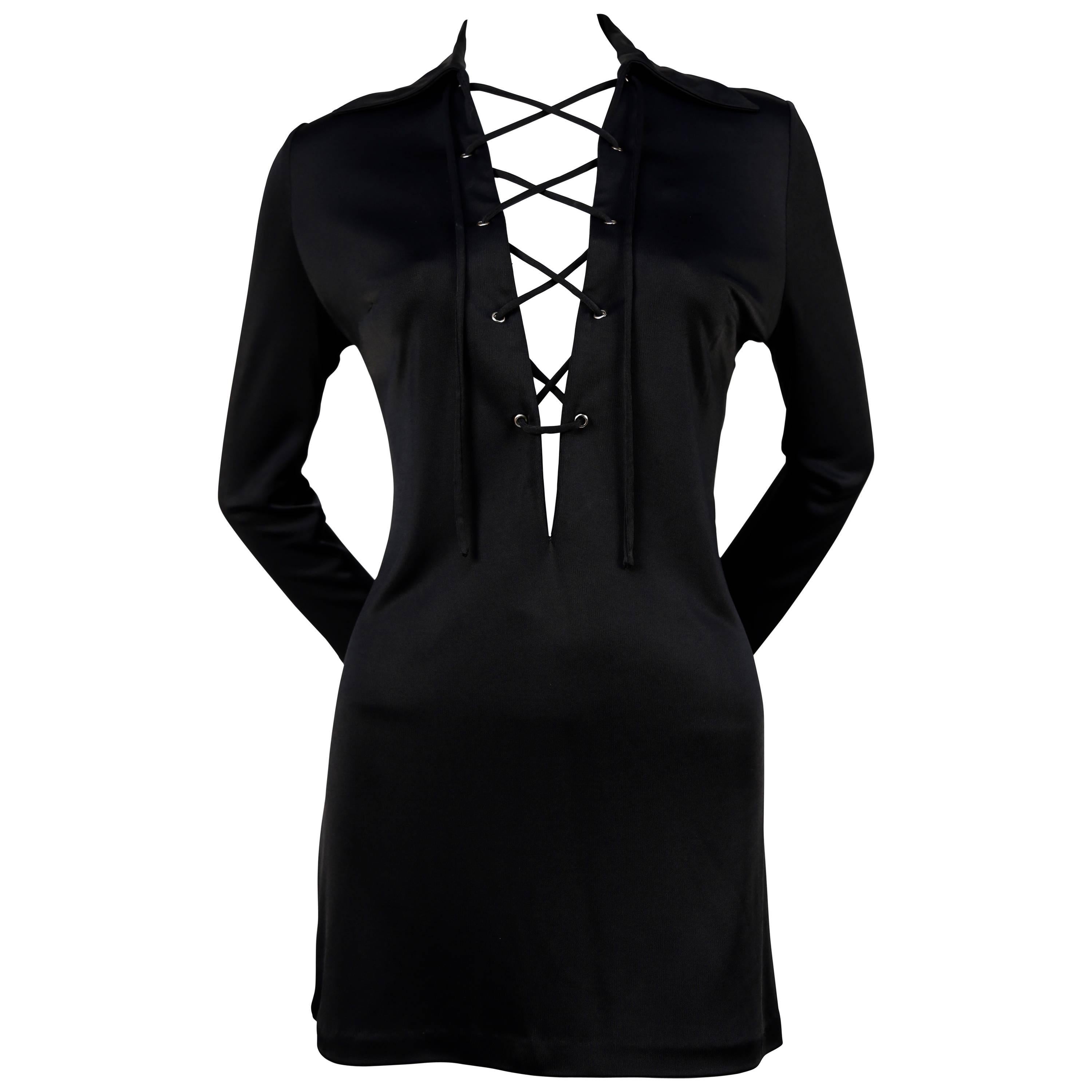 iconic 1996 TOM FORD for GUCCI black lace up mini dress