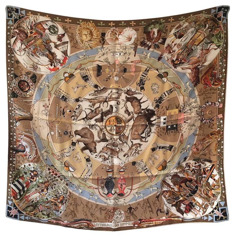 Collectible Hermes Mythologies des Hommes Silk Scarf 