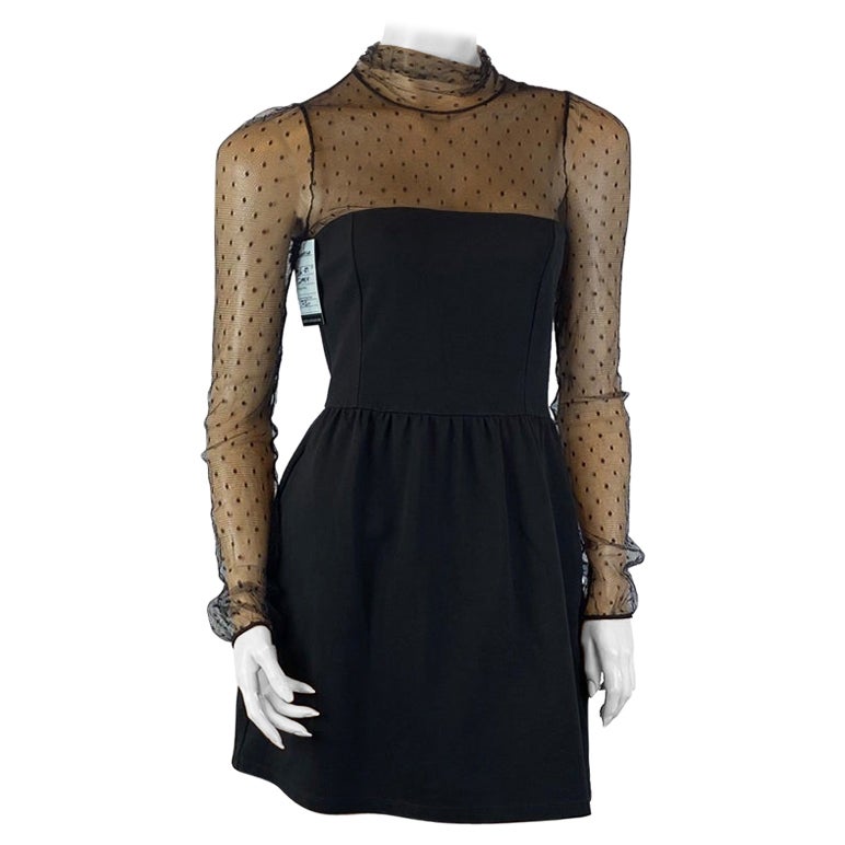 Valentino EU 38 Black Dress with Mesh Lace Décolletage