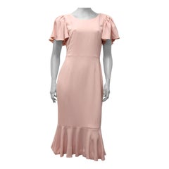 Dolce & Gabbana IT 44 Light Pink Flutter-sleeve Ruffled Hem Dress