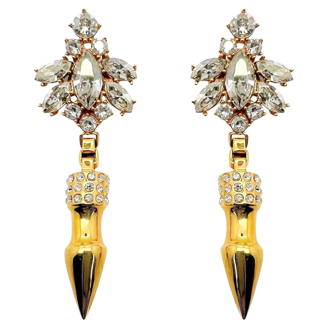 Mawi London Crystal Spike Earrings 2000s For Sale