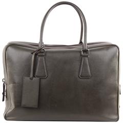 PRADA Military Green SAFFIANO Leather ZIP TOP BRIEFCASE Work Bag