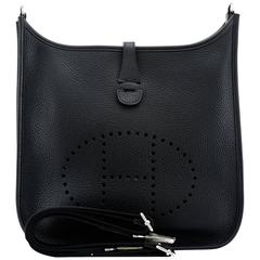 Hermes Evelyne Poche III Bag 29 cm T Clemence Leather 89 Noir Color PHW 2016