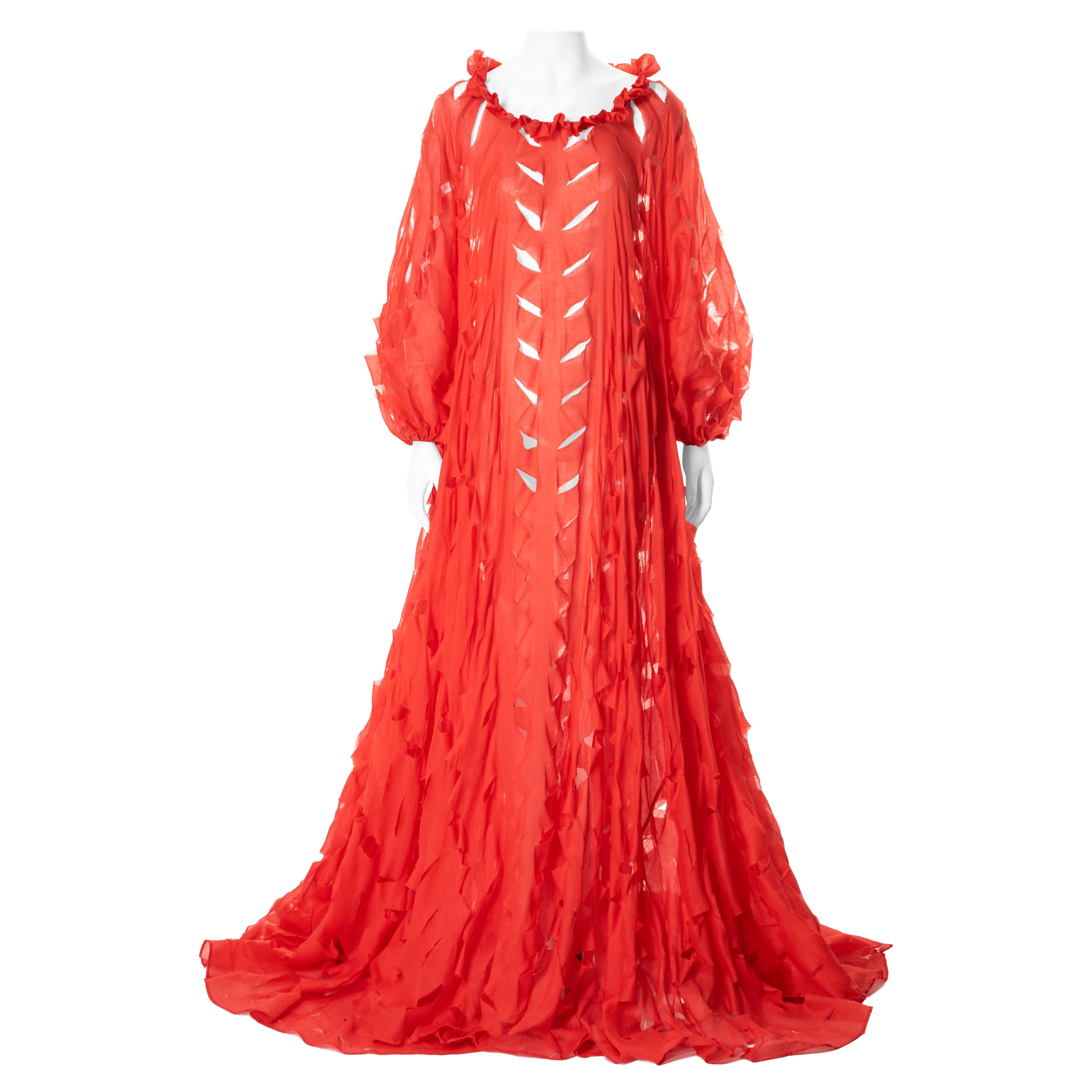 Vivienne Westwood hand-cut red cotton circle-cut dress, ss 1991 For Sale