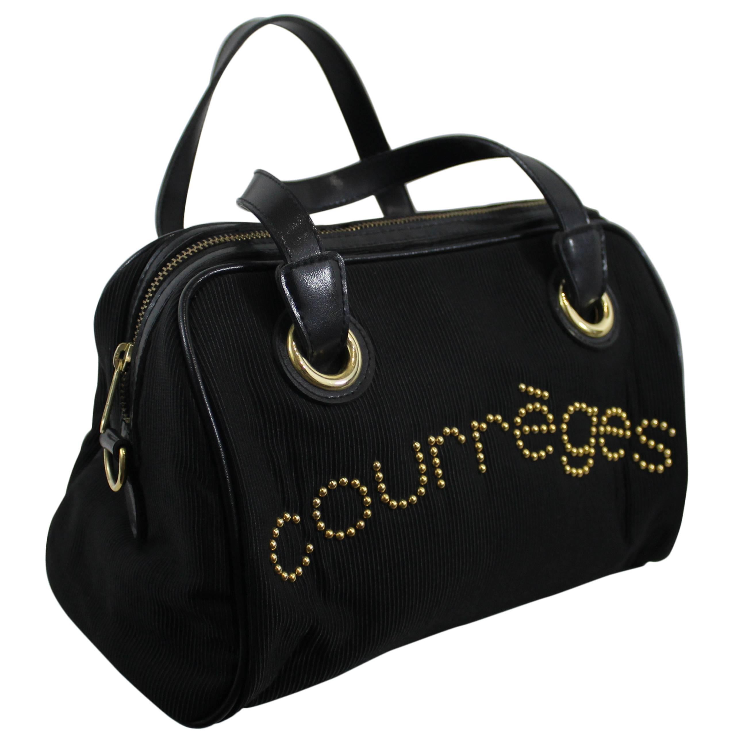 Courreges Vintage  Courdoroy and Leather Boston Bag For Sale