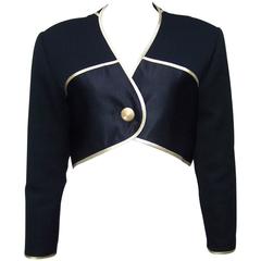 1980's Asymmetrical Geoffrey Beene Black & Gold Bolero Jacket 6