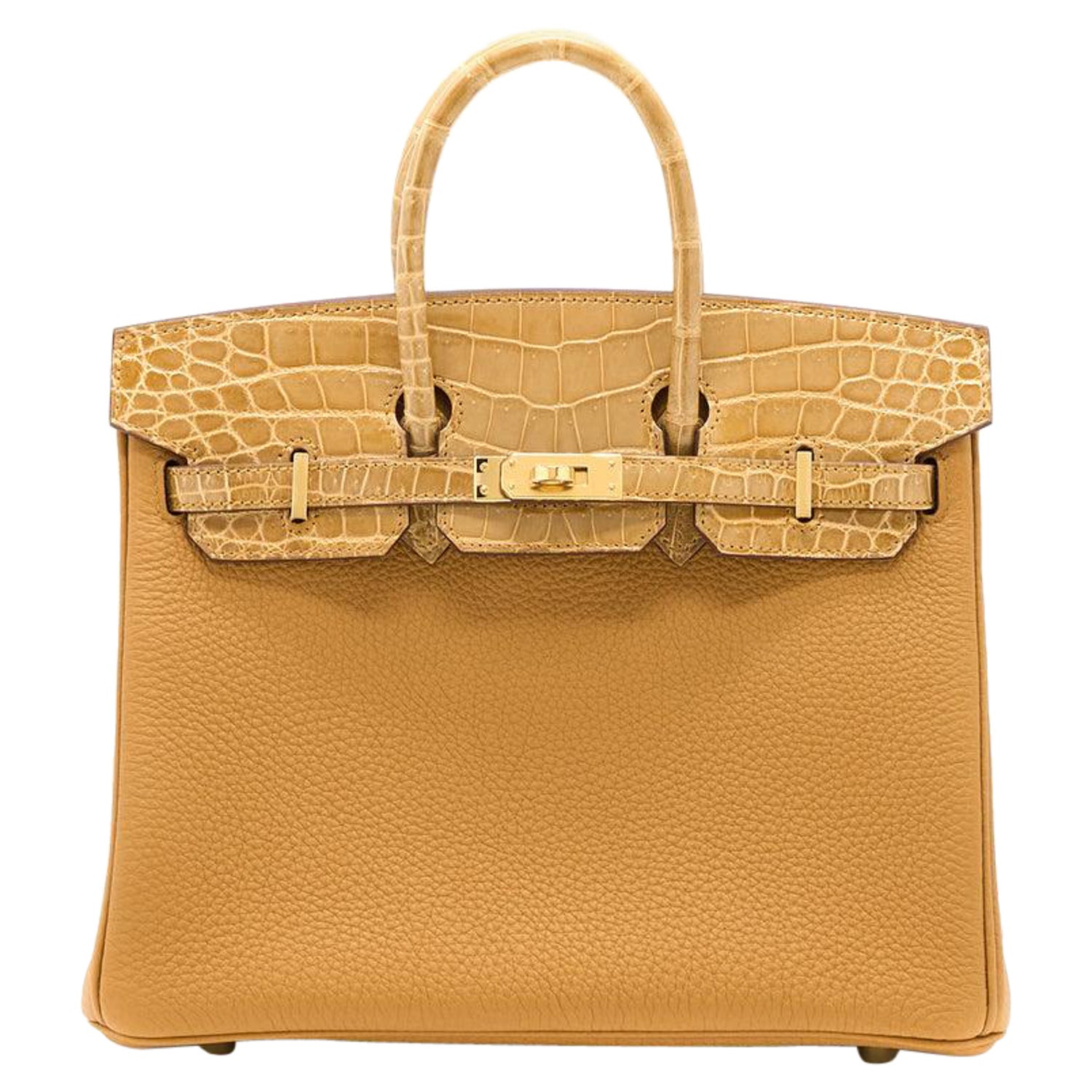Birkin 25 Special order Ostrich nata and Gris Agate Brushed gold