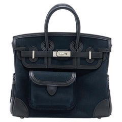 Hermès Birkin 25 CARGO TOILE GOELAND/SWIFT BLACK GHW STAMP U