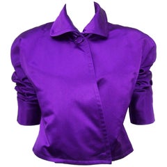 Vintage Jockey Style 1980's Ralph Lauren Royal Purple Silk Satin Jacket