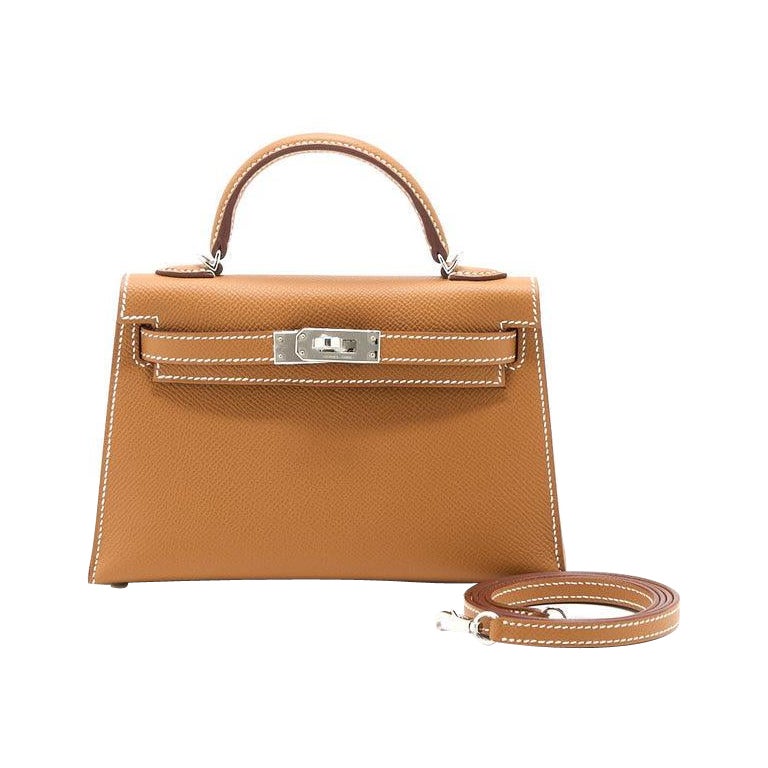 Mini sac Hermès KELLY II EPSOM doré à l'or STAMP U en vente