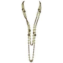 Chanel Vintage 1980s Classic Pearl and Crystal Sautoir Necklace 5