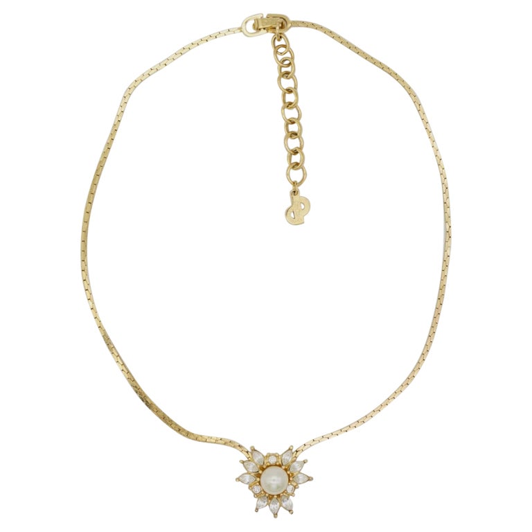 Dior Oblique Padlock Pendant Necklace Silver-Finish Brass