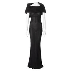 Vintage John Galliano black bias-cut viscose evening dress with large collar, fw 1999