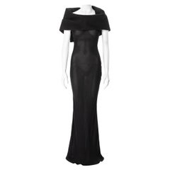 Retro John Galliano black bias-cut viscose evening dress with large collar, fw 1999