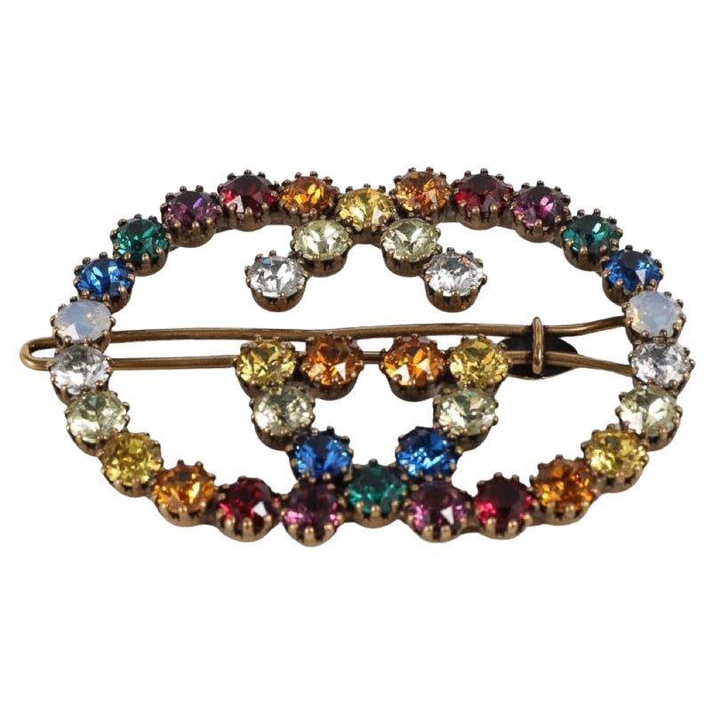 Gucci Interlocking G Crystal-Embellished Hair Clip For Sale