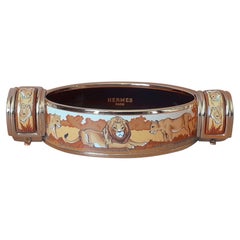 Hermès Set of Enamel Bracelet and Earrings Lion Lioness NEW Ghw Size PM 65