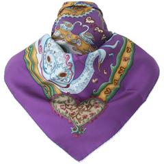 Hermes Silk Scarf De Tout Coeur Swans Purple Zoe Pauwels 90 cm