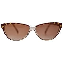 Vintage Nina Ricci rose cat-eye sunglasses with gold accents, 1980s