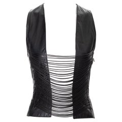 Vintage Helmut Lang black leather open-front corset top, fw 1992