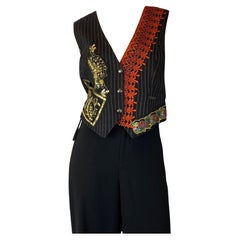 Rare John Galliano Embellished Pinstripe Vest - IT 44