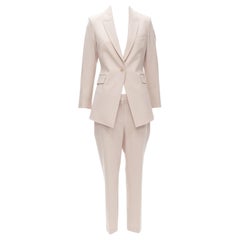 THEORY Etiennette B blush pink wool long line blazer tapered pants suit US4 S
