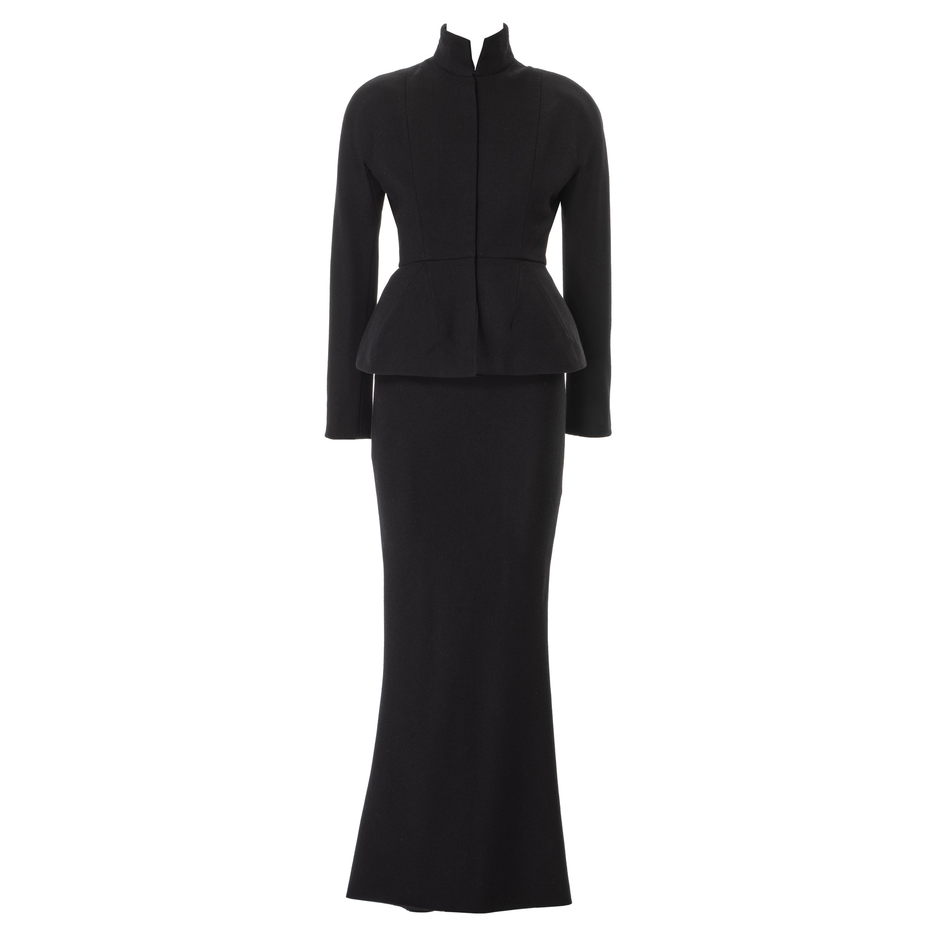 Costume de bar haute couture en crêpe de laine noir Christian Dior par John Galliano, A/H 1998 en vente