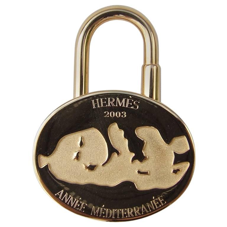 Hermès Golden Padlock Key Ring Key Holder 2003 Year of the Mediterranee
