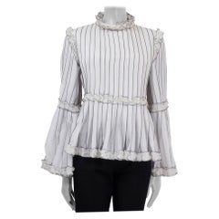 CHANEL white & black cotton 2017 17S STRIPED Blouse Shirt 36 XS