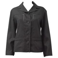Issey Miyake Black Linen Jacket with fagotted panels 