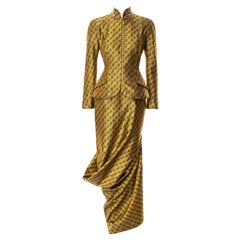 Christian Dior by John Galliano gold silk jacquard evening skirt suit, fw 1997