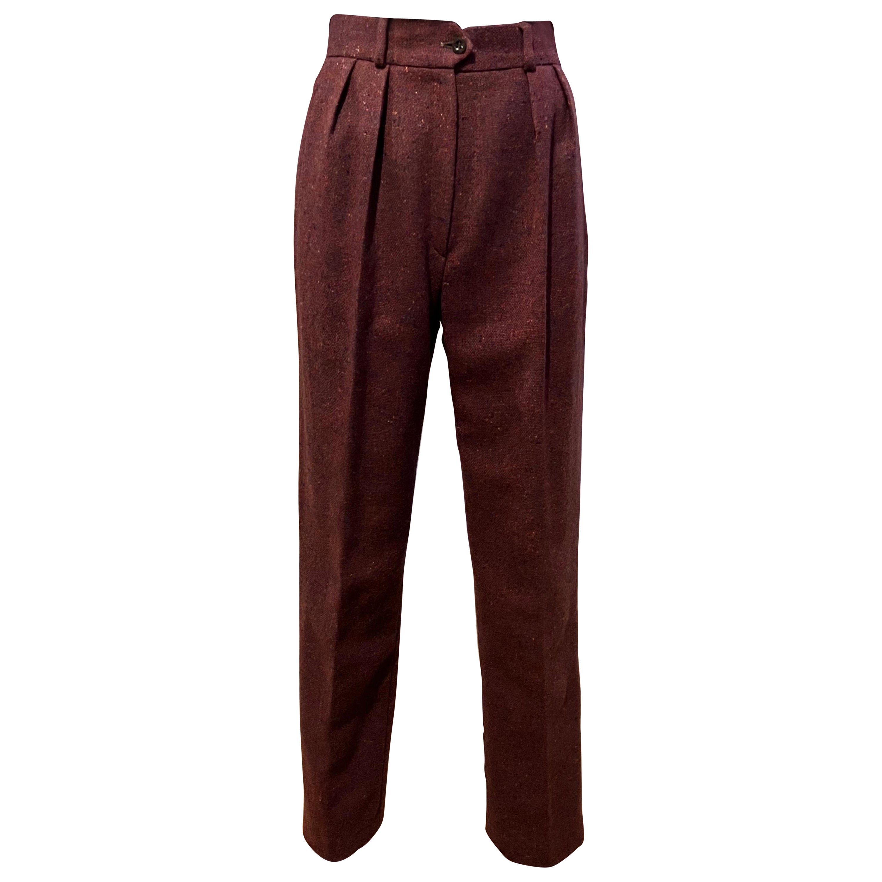 Vintage 1980’s Missoni 100% Italian wool tweed pleat front trousers For Sale