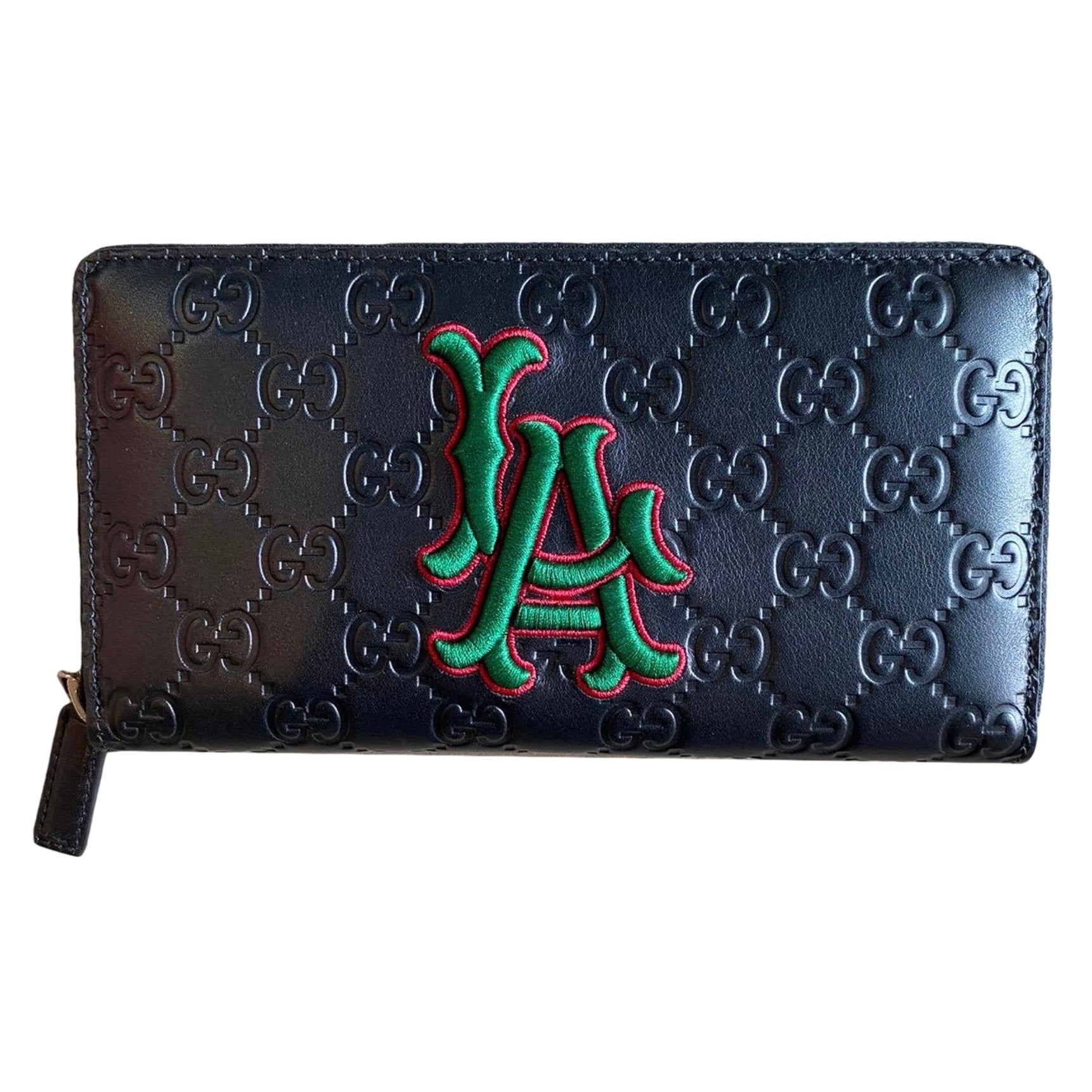 Gucci LA dodgers patch black wallet For Sale