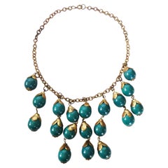 Brass and Celluloid Ball Drop 1940s Necklace