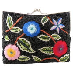 Pochette con perline e ricami e tracolla a catena opzionale 1980s