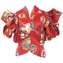 Christian Dior Red Silk Brocade Chinese Inspired Jacket Top