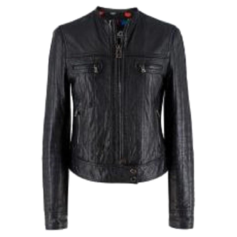 Dolce and Gabbana Vintage black leather quilted biker jacket For Sale at  1stDibs