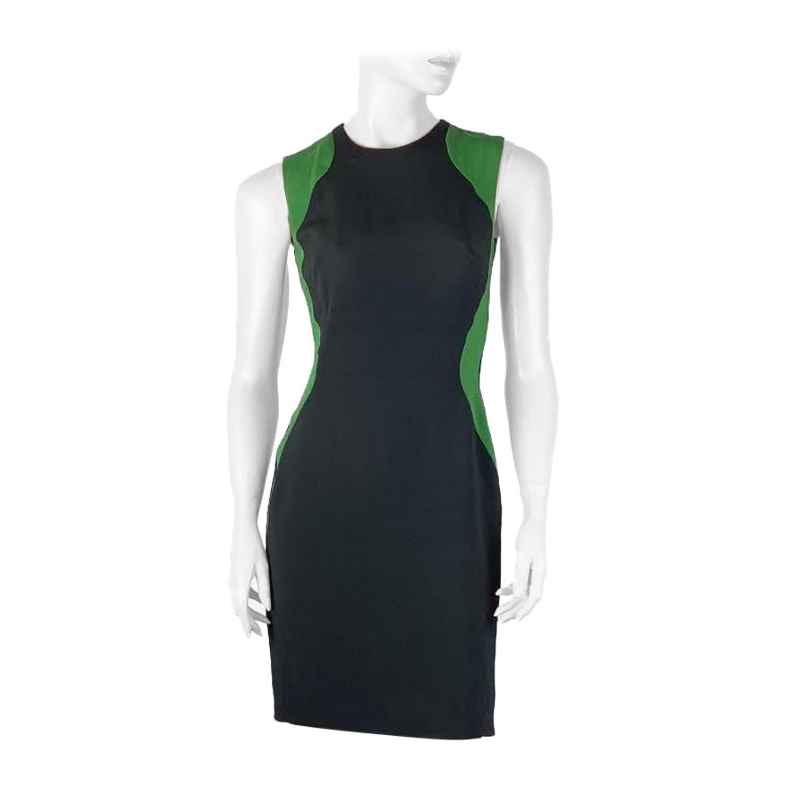 Stella McCartney IT 40 Black Bodycon Dress with Green Detail For Sale