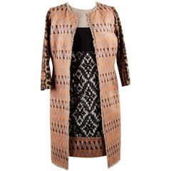 GIAMBATTISTA VALLI Patterned Panelled SHIFT DRESS & COAT Set SUIT 42 10