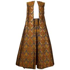 Paul Daunay Haute Couture Baroque Lame Jacquard Evening Ensemble, circa 1950s 11