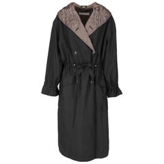 1990s Loris Azzaro Vintage Black Quilted Coat with contrasting details