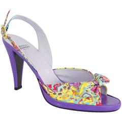 Charles Jourdan Purple & Multi Platform Slingbacks - 8.5 4