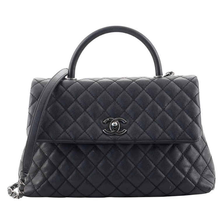 Chanel Coco Top Handle Bag Quilted Caviar Medium For Sale at 1stDibs
