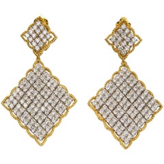Outstanding Pave CZ Crystal Gilt Sterling Silver Flexible Dangle Earrings