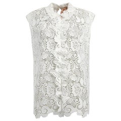 Pre-Loved N°21 Women's White Floral Lace Sleeveless Top