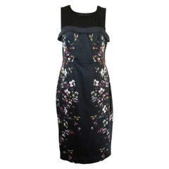 Karen Millen UK 16 Floral Black a-line Dress Collar Detail