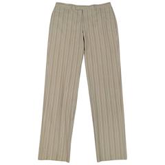 Men's HERMES Size 34 Beige Striped Cotton Dress Pants