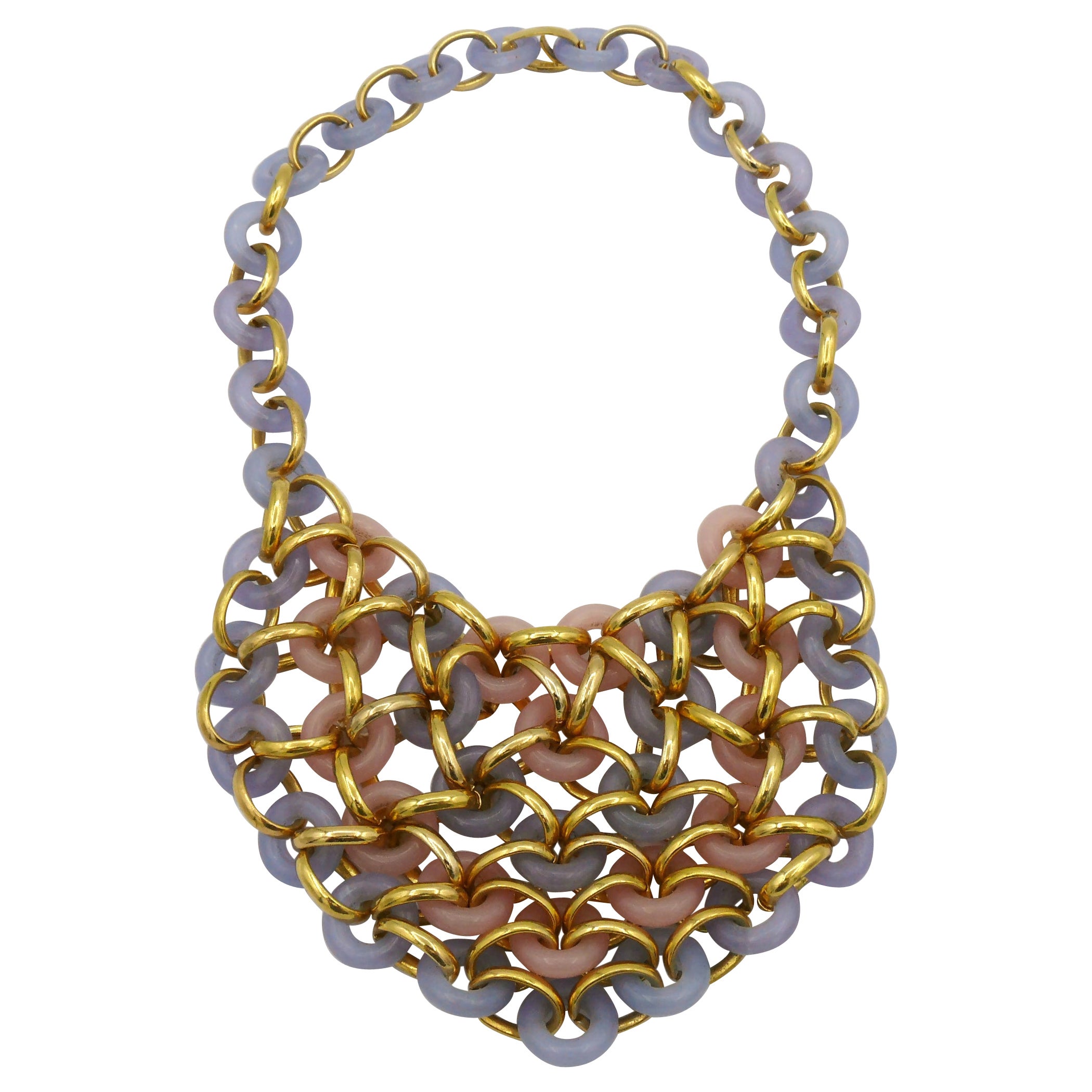CHRISTIAN DIOR Vintage Gold Tone and Resin Necklace, 1974 For Sale
