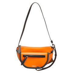 Burberry - Mini sac Olympia double en cuir orange/noir